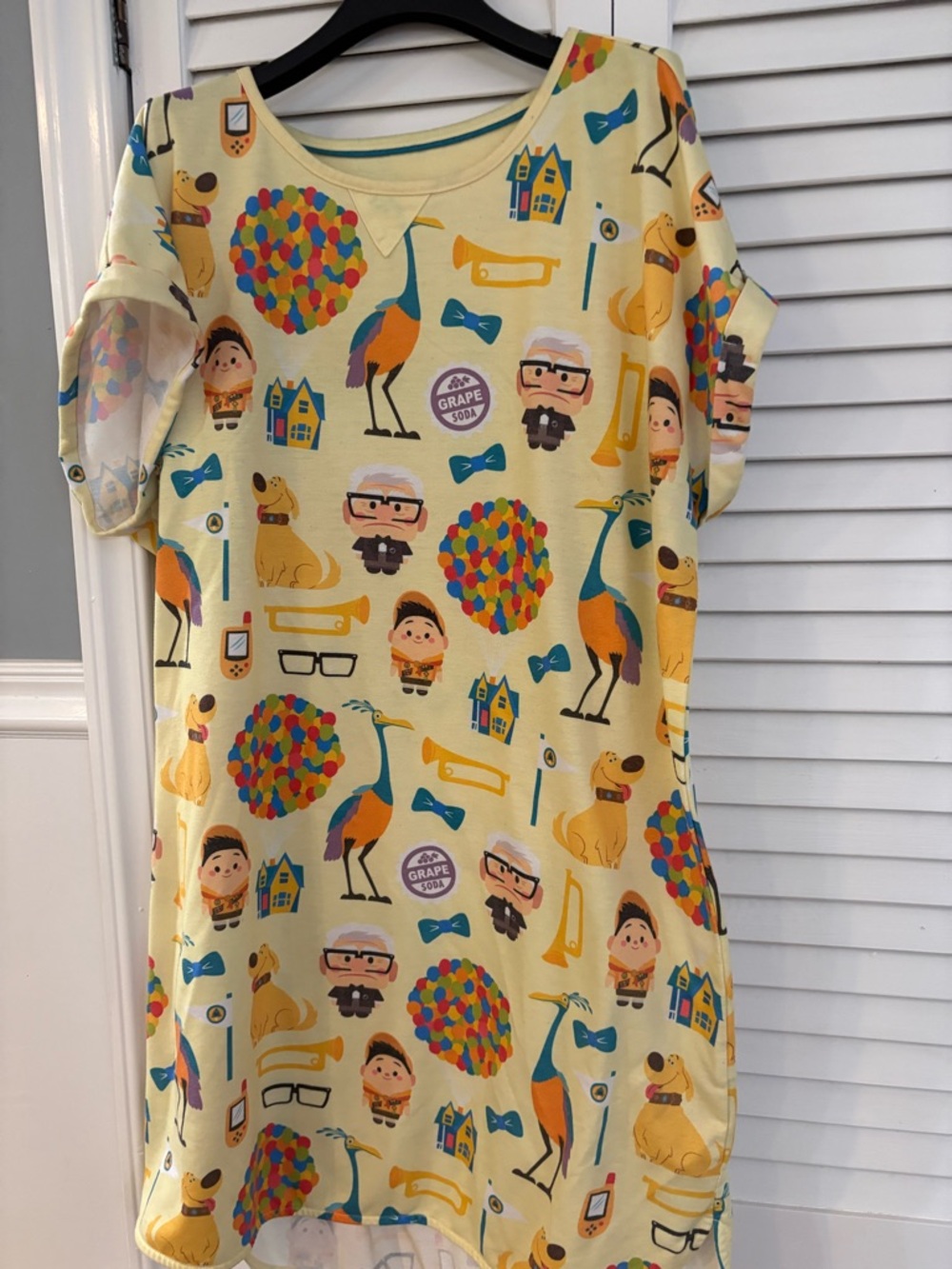 Disney Cream Yellow Short Sleeve Nightshirt with UP Character Print